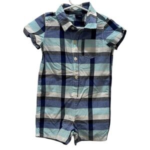 GAP Navy and White Plaid Baby Romper 12-18 months